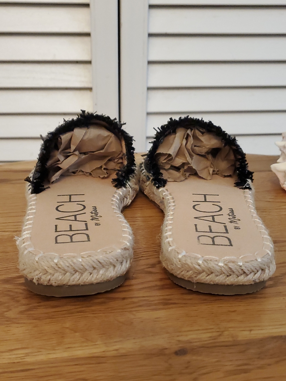 Beach by Matisse "KOKO" Raffia Sandals Slides Black/Tan Neutral, Size 7 Medium - Picture 5 of 10